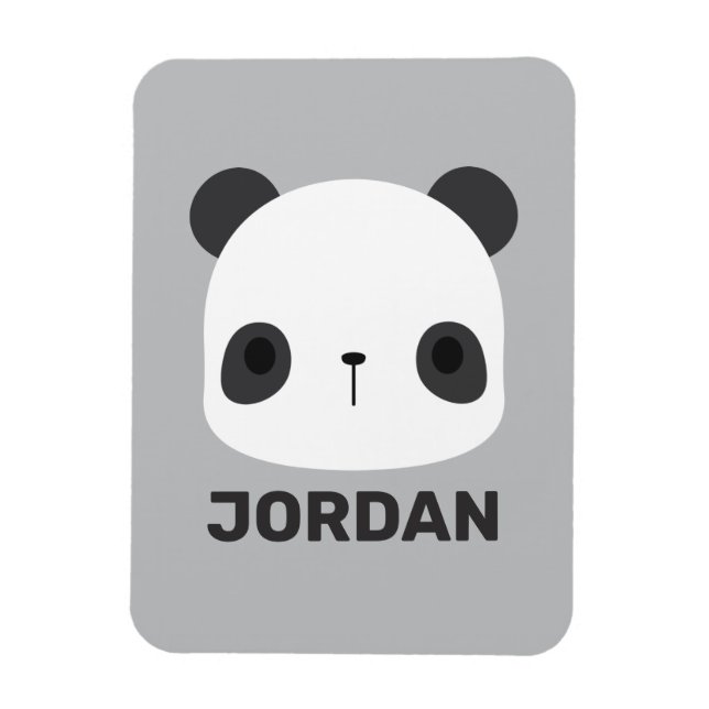 Cute Little Panda Bear with Personalized Name Magnet (Vertical)