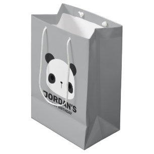 Cute Little Panda Bear with Personalized Name Medium Gift Bag