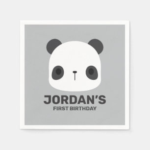 Cute Little Panda Bear with Personalized Name Napkin