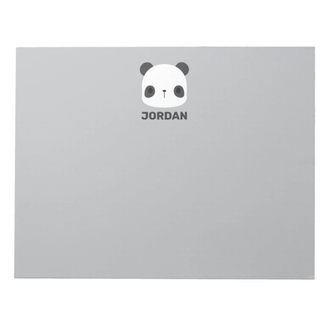 Cute Little Panda Bear with Personalized Name Notepad (Front)