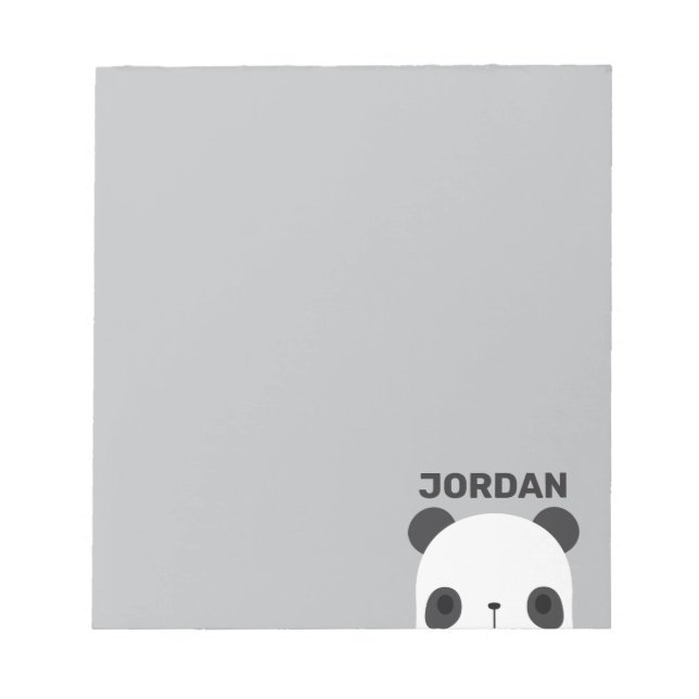 Cute Little Panda Bear with Personalized Name Notepad (Front)