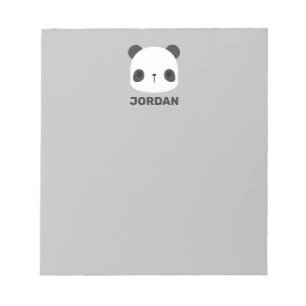 Cute Little Panda Bear with Personalized Name Notepad