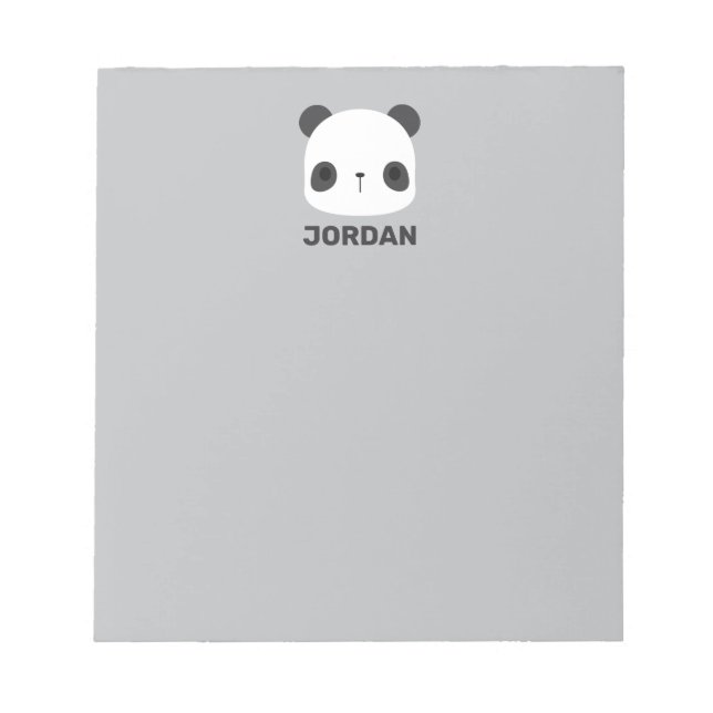 Cute Little Panda Bear with Personalized Name Notepad (Front)