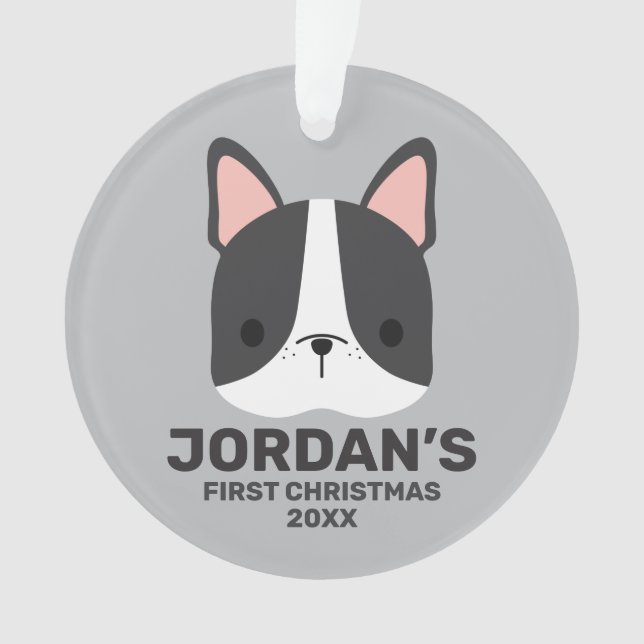 Cute Little Panda Bear with Personalized Name Ornament (Front)