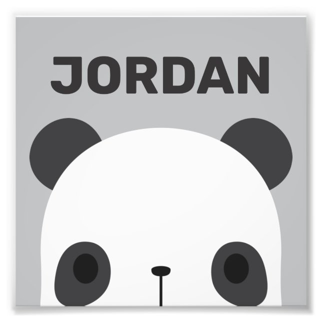 Cute Little Panda Bear with Personalized Name Phot Photo Print (Front)