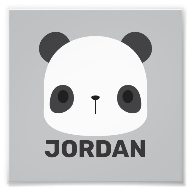 Cute Little Panda Bear with Personalized Name Photo Print (Front)