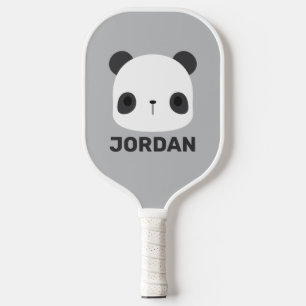 Cute Little Panda Bear with Personalized Name Pickleball Paddle