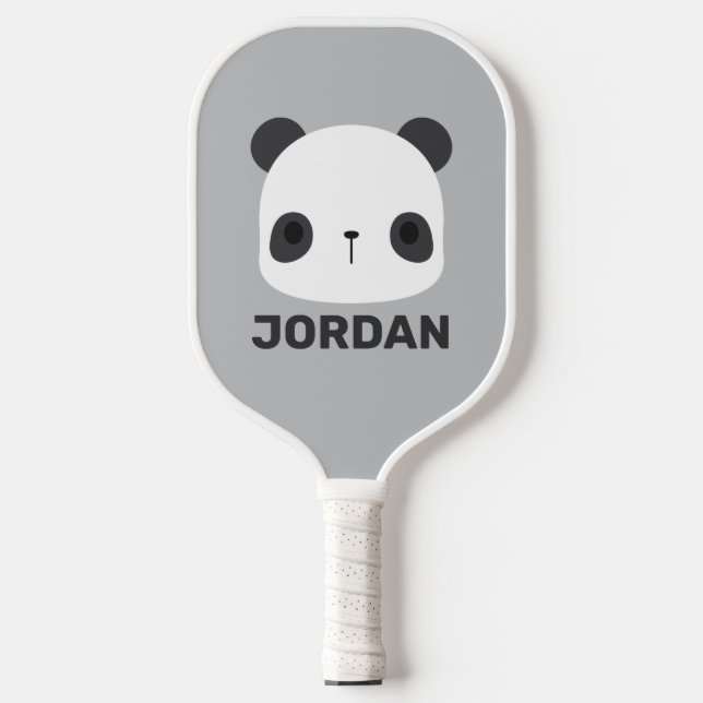 Cute Little Panda Bear with Personalized Name Pickleball Paddle (Front)