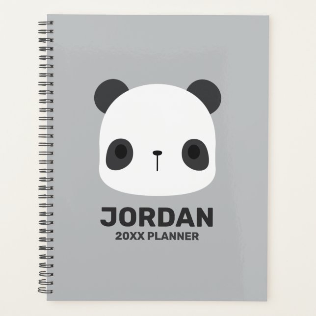 Cute Little Panda Bear with Personalized Name Planner (Front)