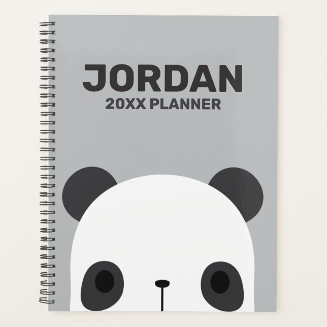Cute Little Panda Bear with Personalized Name Planner (Front)
