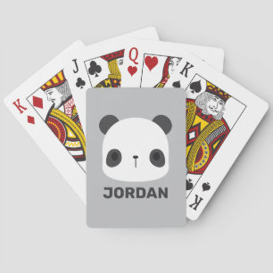 Cute Little Panda Bear with Personalized Name Playing Cards