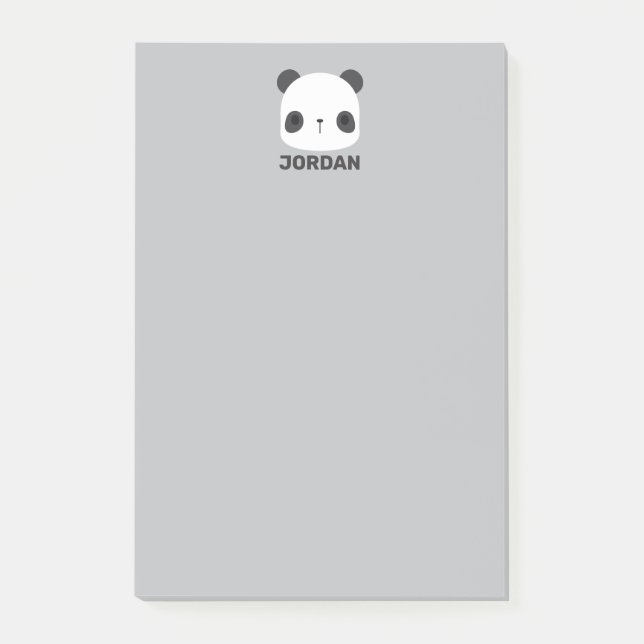 Cute Little Panda Bear with Personalized Name Post-it Notes (Front)