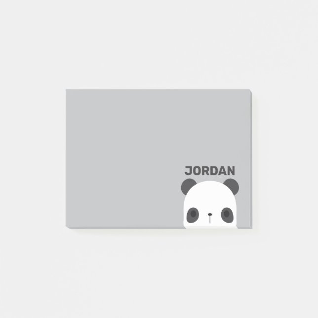 Cute Little Panda Bear with Personalized Name Post-it Notes (Front)