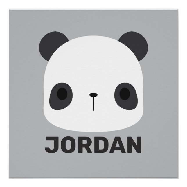Cute Little Panda Bear with Personalized Name Poster (Front)