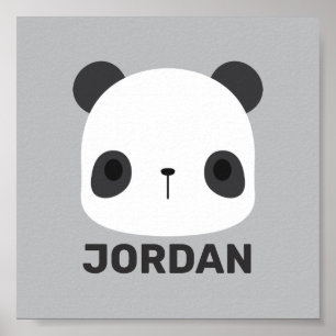 Cute Little Panda Bear with Personalized Name Poster