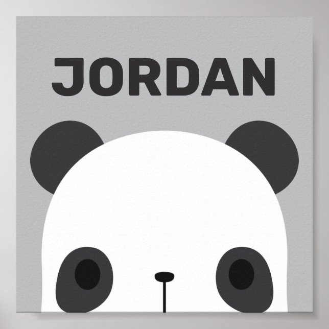 Cute Little Panda Bear with Personalized Name Poster (Front)