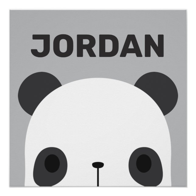 Cute Little Panda Bear with Personalized Name Poster (Front)