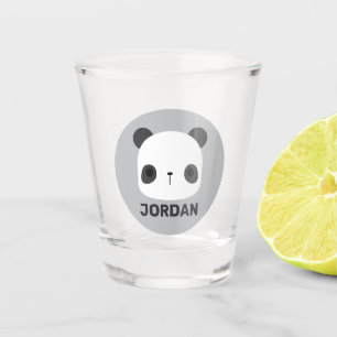 Cute Little Panda Bear with Personalized Name Shot Glass