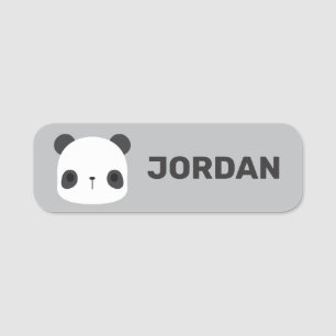 Cute Little Panda Bear with Personalized Name Tag