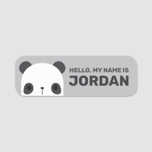 Cute Little Panda Bear with Personalized Name Tag