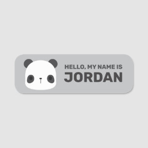 Cute Little Panda Bear with Personalized Name Tag