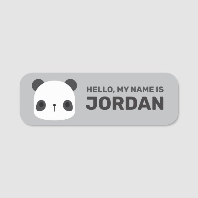 Cute Little Panda Bear with Personalized Name Tag (Front)