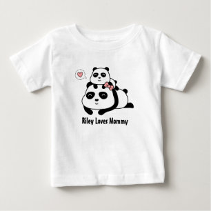 Cute Little Panda Cub Loves Mommy, Mom and Baby T-Shirt
