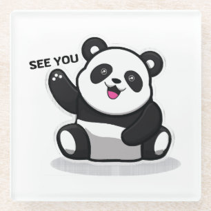 cute little panda glass coaster
