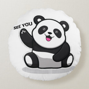 cute little panda round pillow