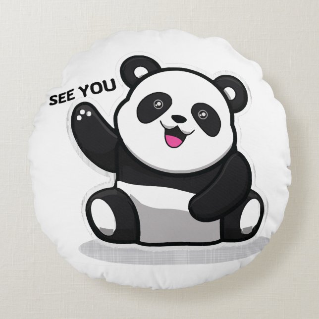 cute little panda round pillow (Front)