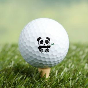 Cute Little Panda with a Bamboo Stick Golf Balls