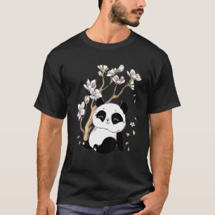 Cute Little Panda With Flowers On The Tree T-Shirt