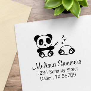 Cute Little Pandas Address Rubber Stamp
