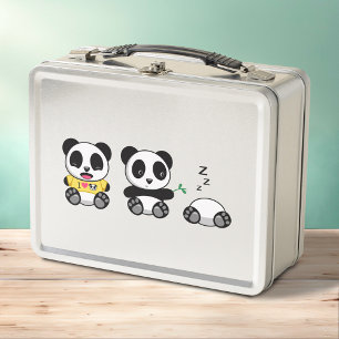 Cute Little Pandas Metal Lunch Box