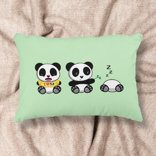 Cute Little Pandas on Green Decorative Pillow