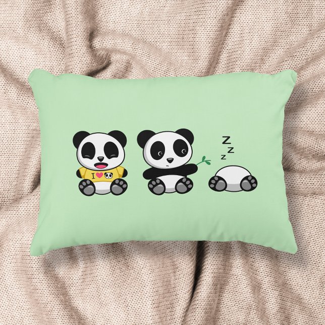 Cute Little Pandas on Green Decorative Pillow (Creator Uploaded)