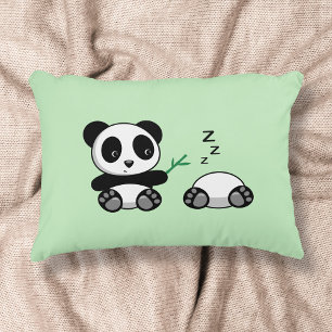 Cute Little Pandas on Green Decorative Pillow