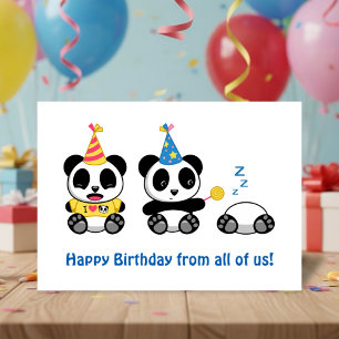Cute Little Pandas on White Birthday from All Card