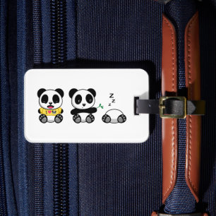Cute Little Pandas on White Luggage Tag