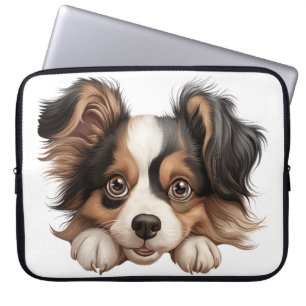 CUTE LITTLE PAPILLON PUPPY DOG LAPTOP SLEEVE