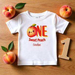 Cute Little Peach First Birthday Baby T-Shirt