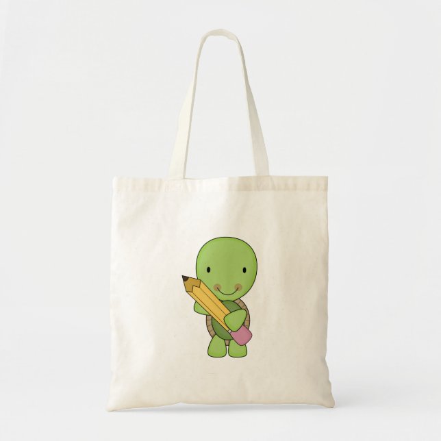 cute little pencil turtle tote bag (Front)