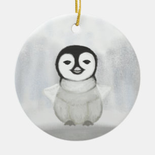 cute little penguin hand drawing  ceramic ornament