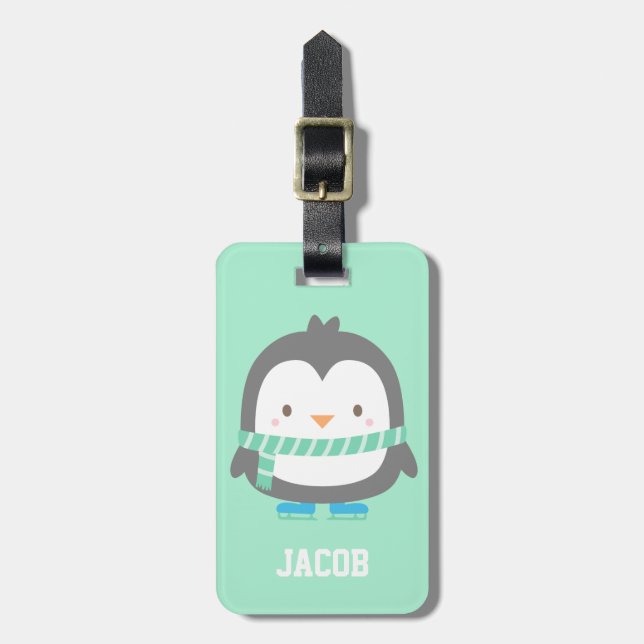 Cute Little Penguin Winter Kids Luggage Tag (Front Vertical)