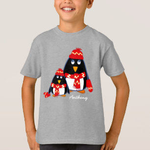 Cute little Penguins Custom Kid's Name T-Shirts