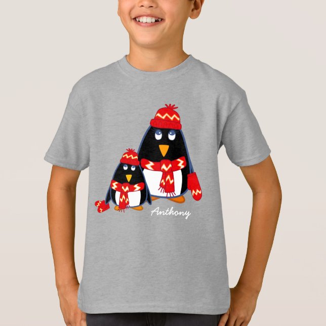 Cute little Penguins | Custom Name  T-Shirt (Front)