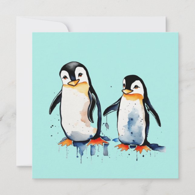 Cute little penguins  invitation (Front)
