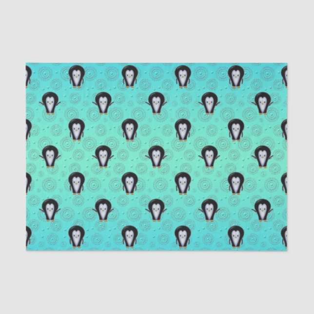 Cute Little Penguins Tissue Paper (Front)