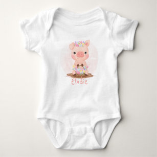 Cute Little Pig Baby Bodysuit (0-24M) Personalize