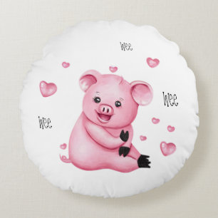 Cute little pig round pillow